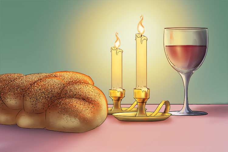 Candles, wine and bread - three of the things that mark Shabbat each week.